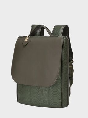 Tote&Carry | Olive Green Faux Leather Textured Backpack